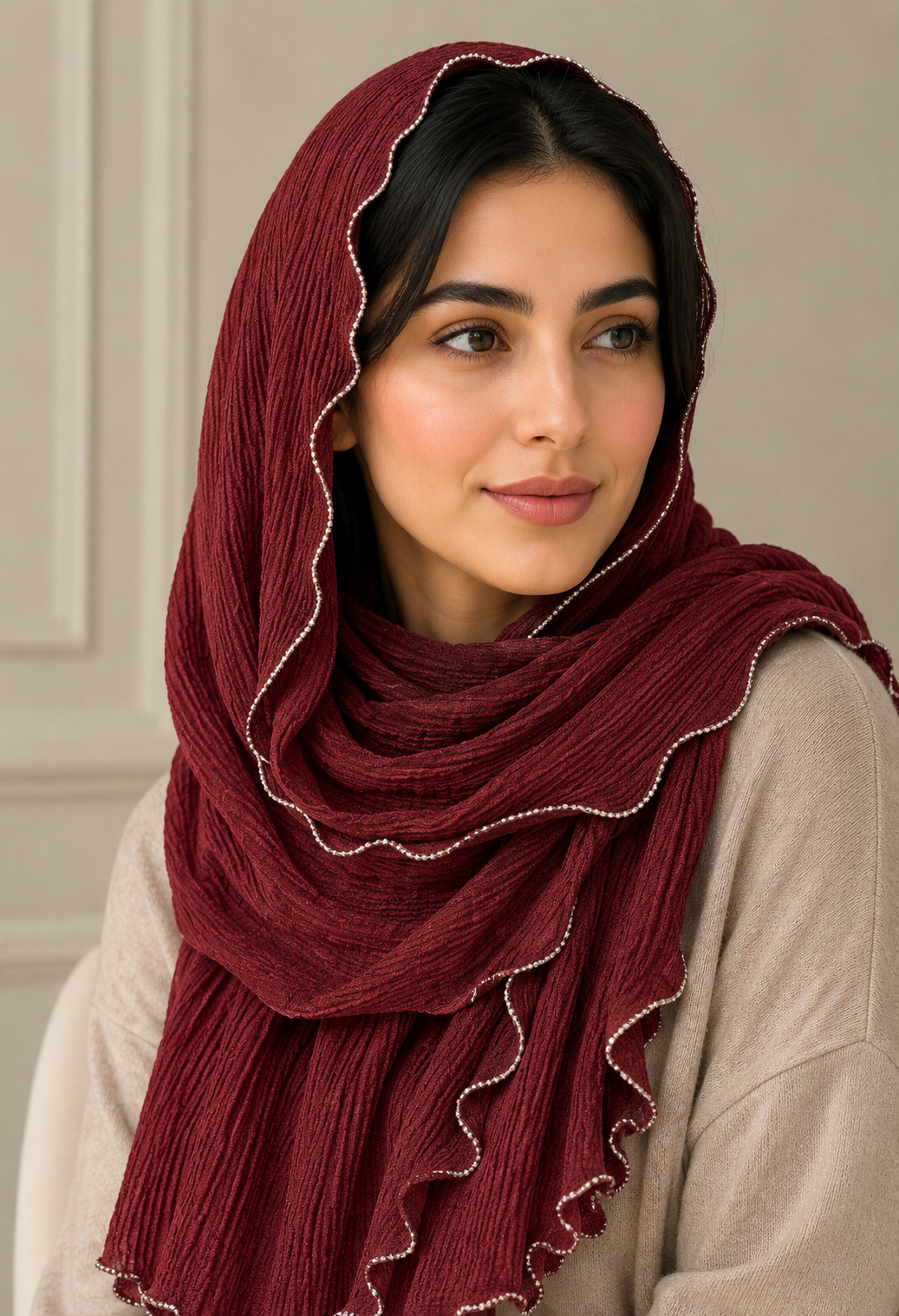 شال وارداتی برشکا دور مرواریدی
